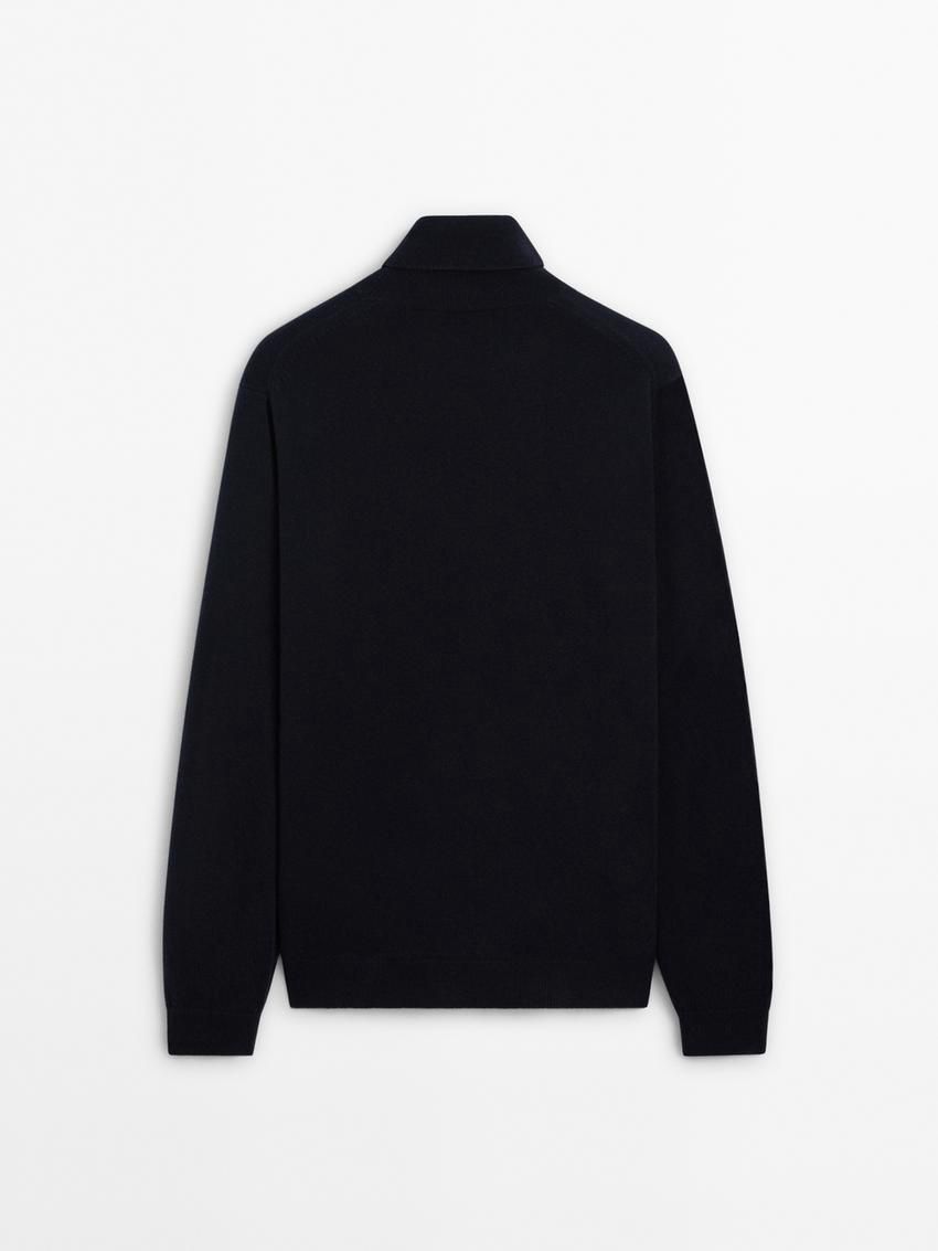 Massimo Dutti Wool Blend High Neck Men Sweater Navy | US-QN7308614