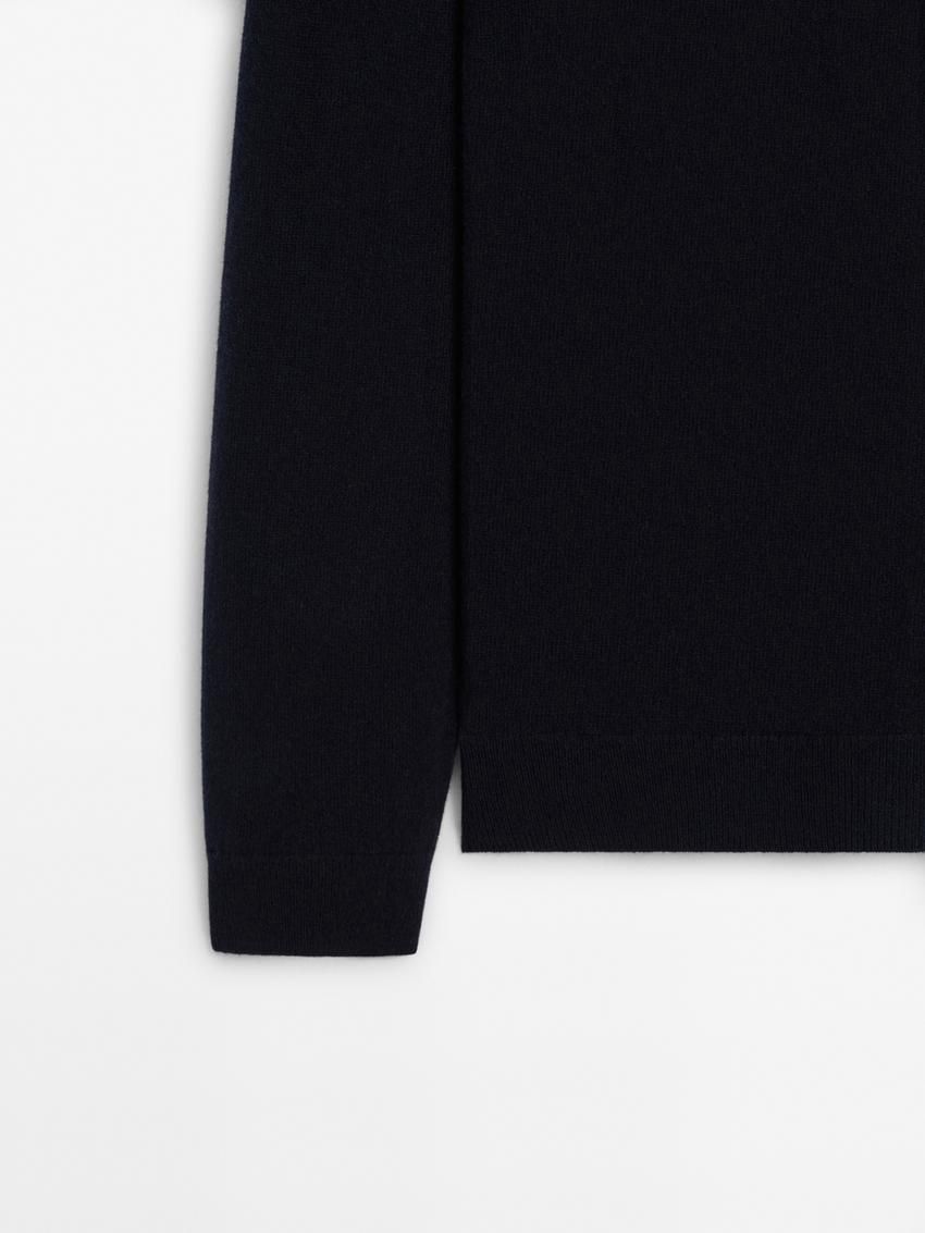 Massimo Dutti Wool Blend High Neck Men Sweater Navy | US-QN7308614