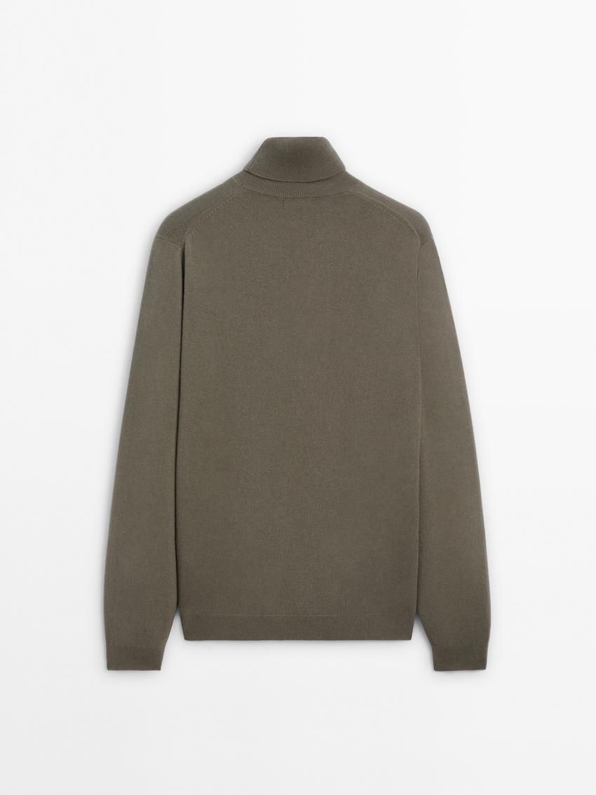 Massimo Dutti Wool Blend High Neck Men Sweater Khaki | US-KE9805167