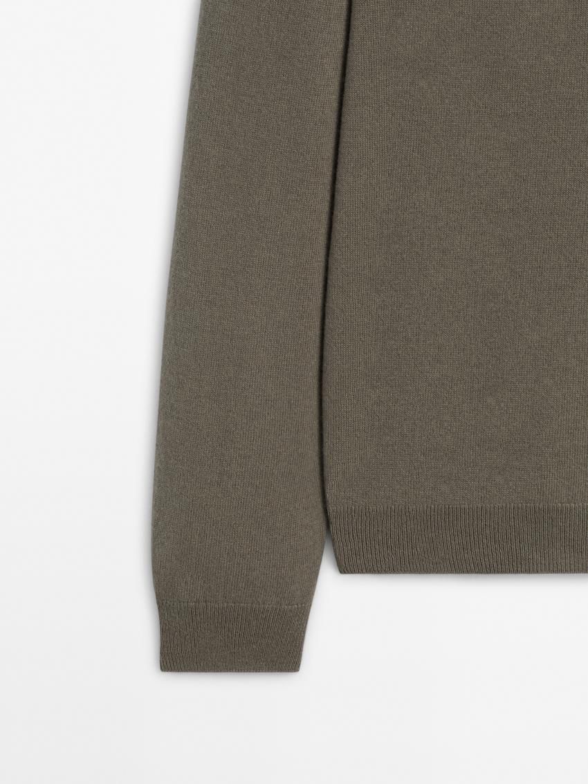 Massimo Dutti Wool Blend High Neck Men Sweater Khaki | US-KE9805167