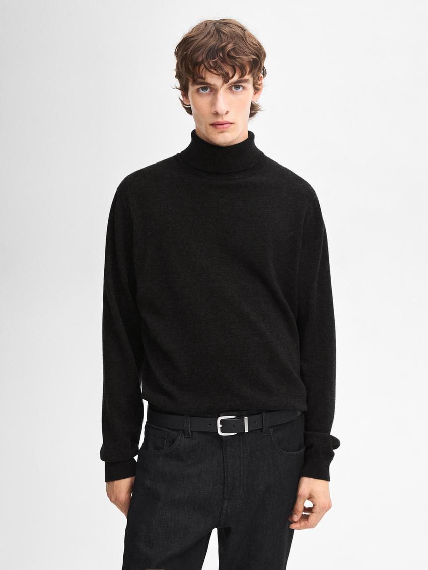 Massimo Dutti Wool Blend High Neck Men Sweater Dark Grey | US-JP4621593