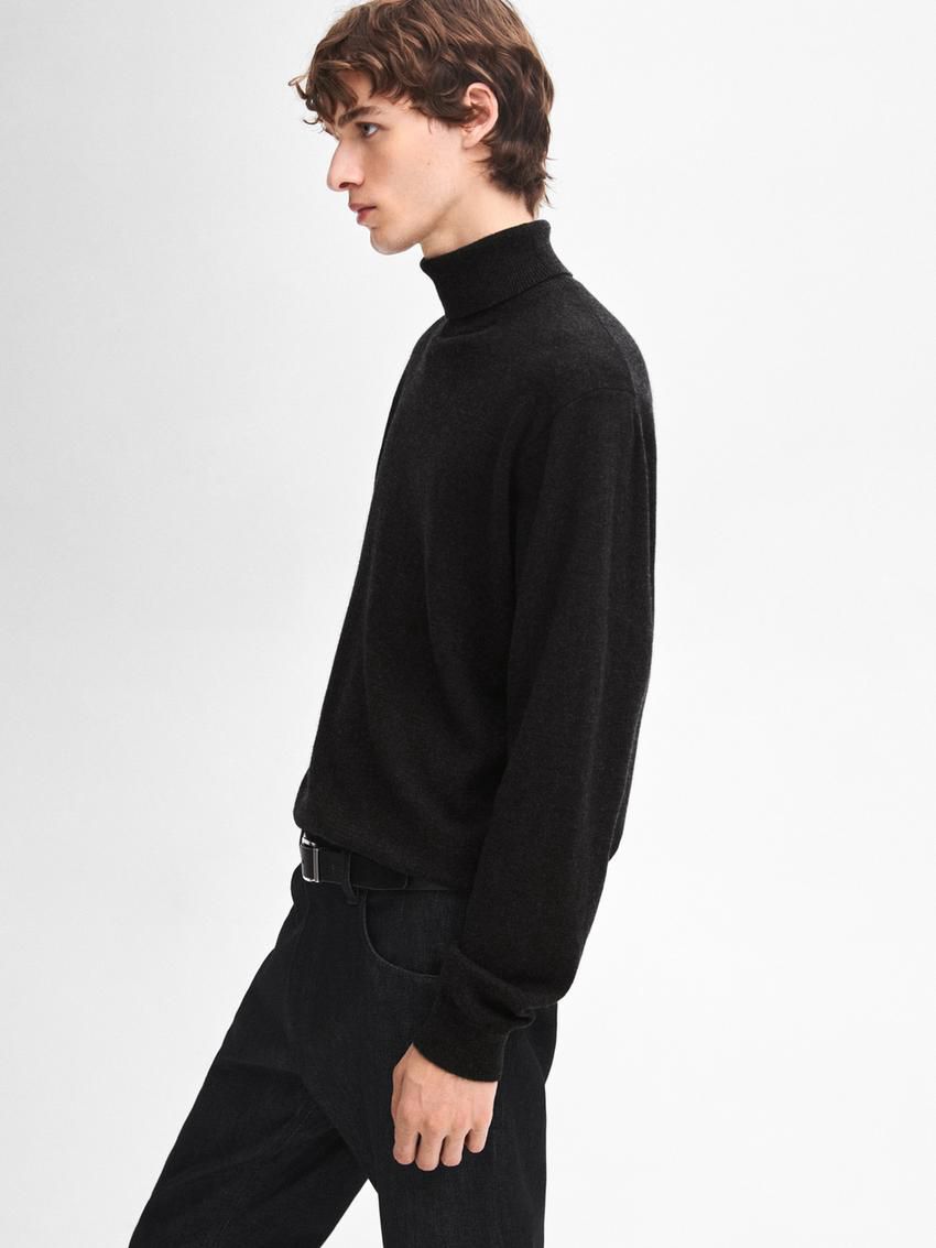 Massimo Dutti Wool Blend High Neck Men Sweater Dark Grey | US-JP4621593