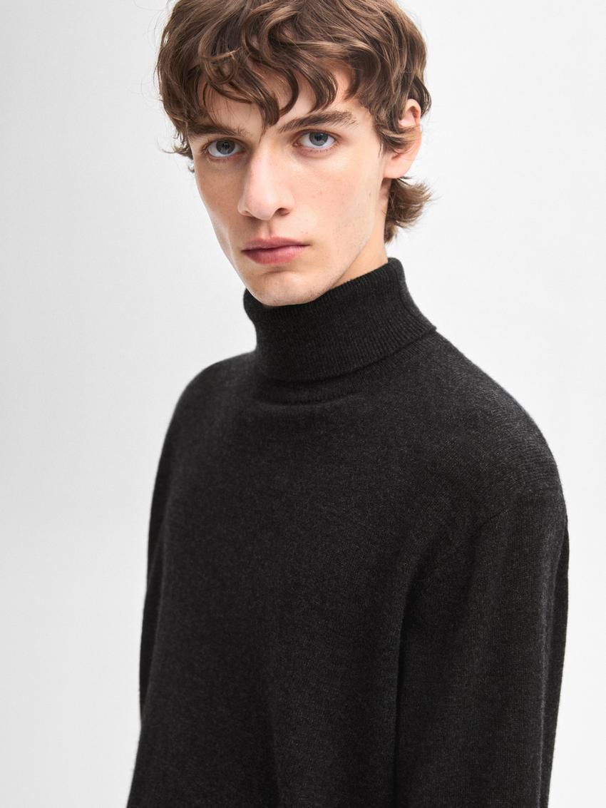 Massimo Dutti Wool Blend High Neck Men Sweater Dark Grey | US-JP4621593