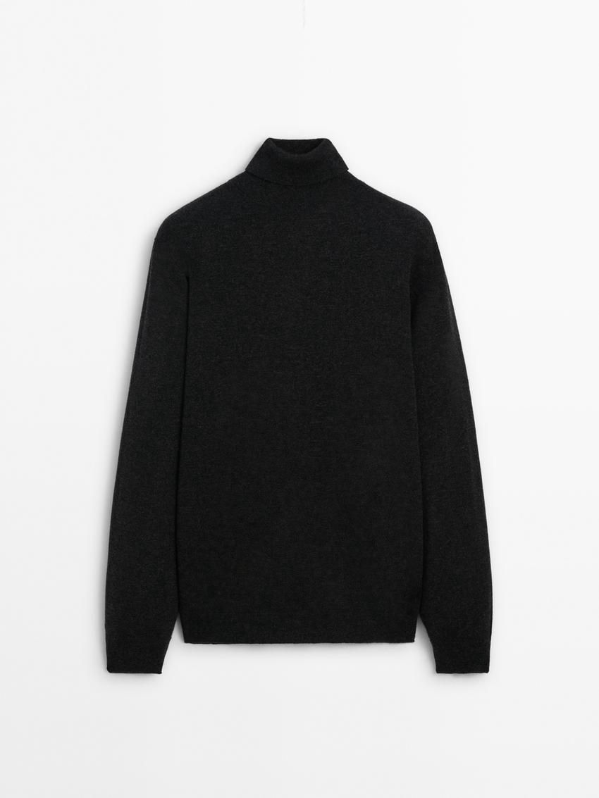 Massimo Dutti Wool Blend High Neck Men Sweater Dark Grey | US-JP4621593