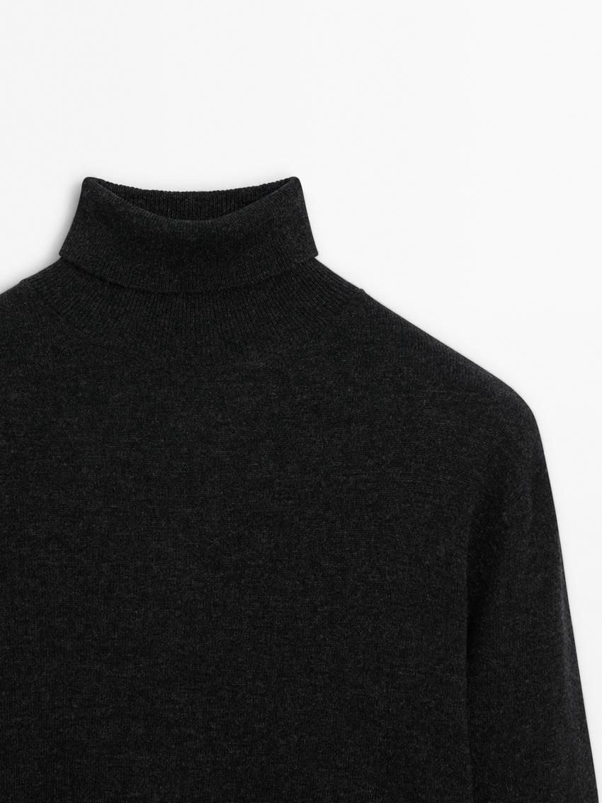 Massimo Dutti Wool Blend High Neck Men Sweater Dark Grey | US-JP4621593