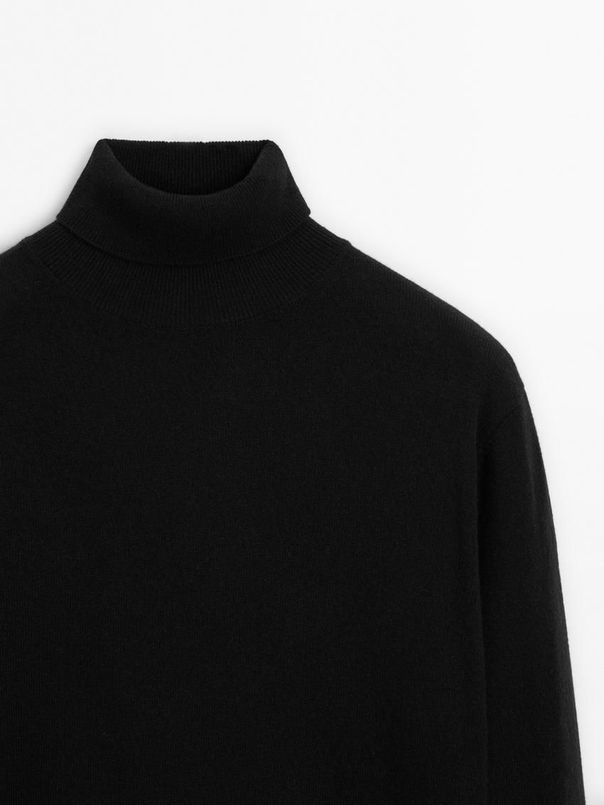 Massimo Dutti Wool Blend High Neck Men Sweater Black | US-IC6928375