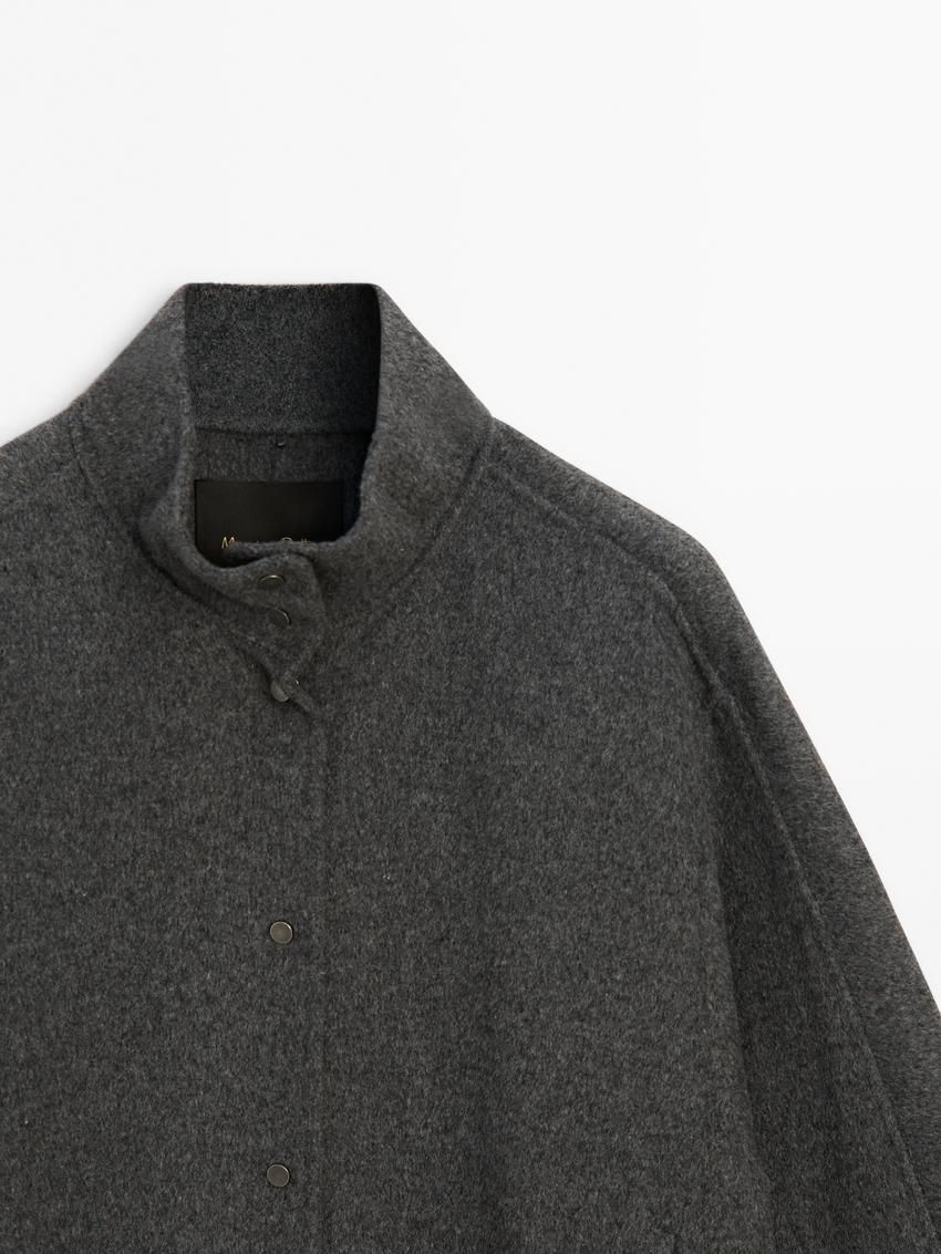 Massimo Dutti Wool Blend High Neck Women Jacket Dark Grey | US-XG2401359