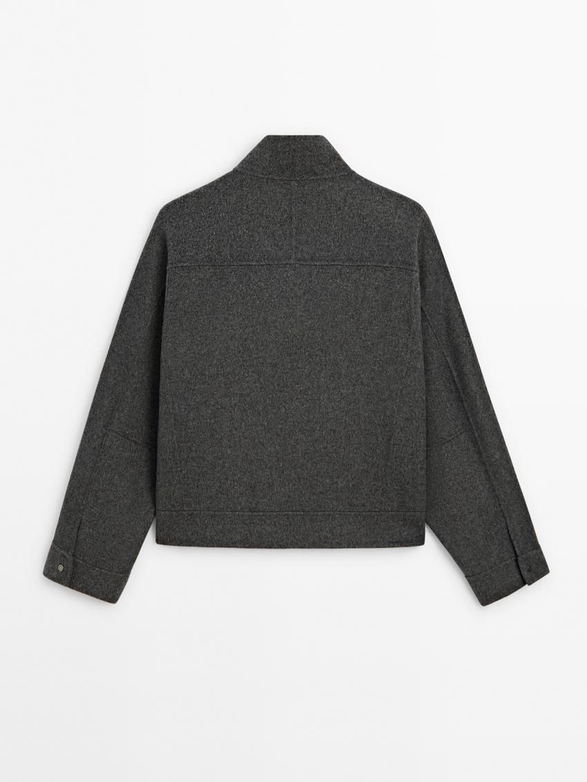 Massimo Dutti Wool Blend High Neck Women Jacket Dark Grey | US-XG2401359