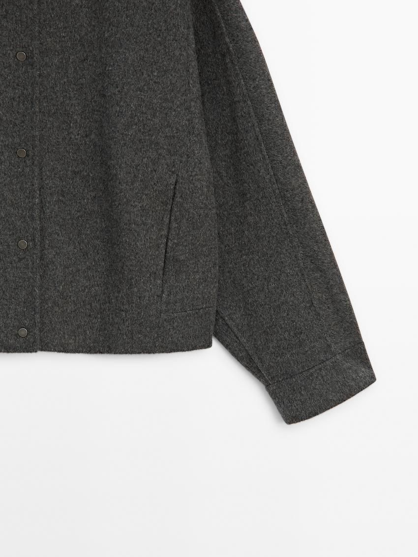 Massimo Dutti Wool Blend High Neck Women Jacket Dark Grey | US-XG2401359