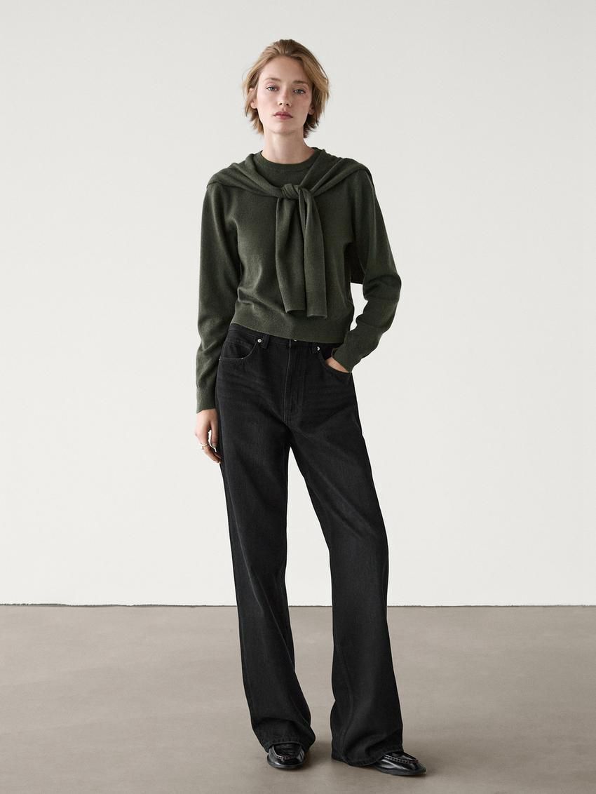 Massimo Dutti Wool Blend Knit Double Women Sweater Green | US-JT4938657