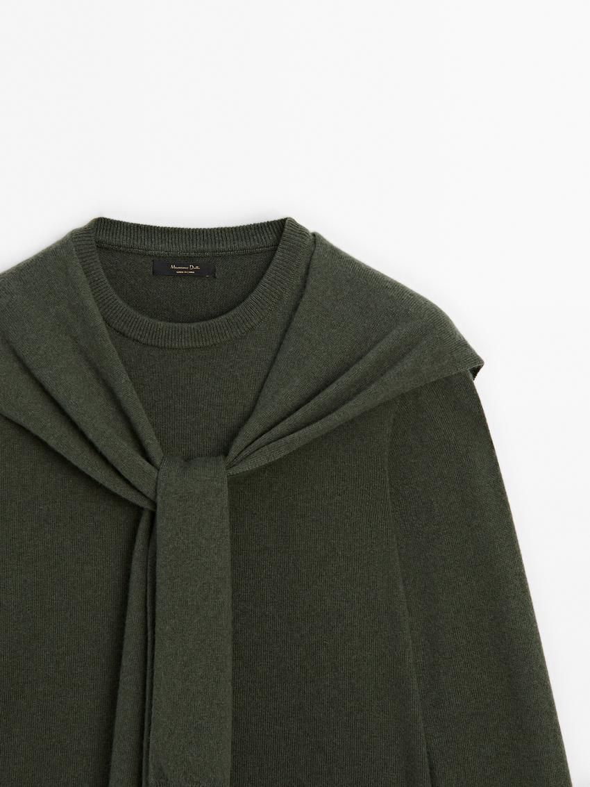 Massimo Dutti Wool Blend Knit Double Women Sweater Green | US-JT4938657