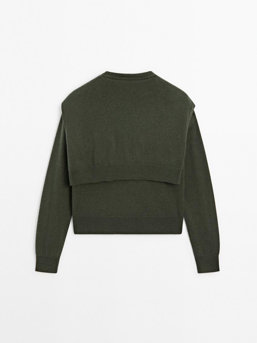 Massimo Dutti Wool Blend Knit Double Women Sweater Green | US-JT4938657
