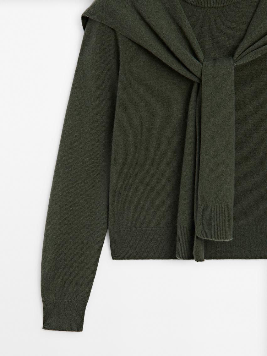 Massimo Dutti Wool Blend Knit Double Women Sweater Green | US-JT4938657