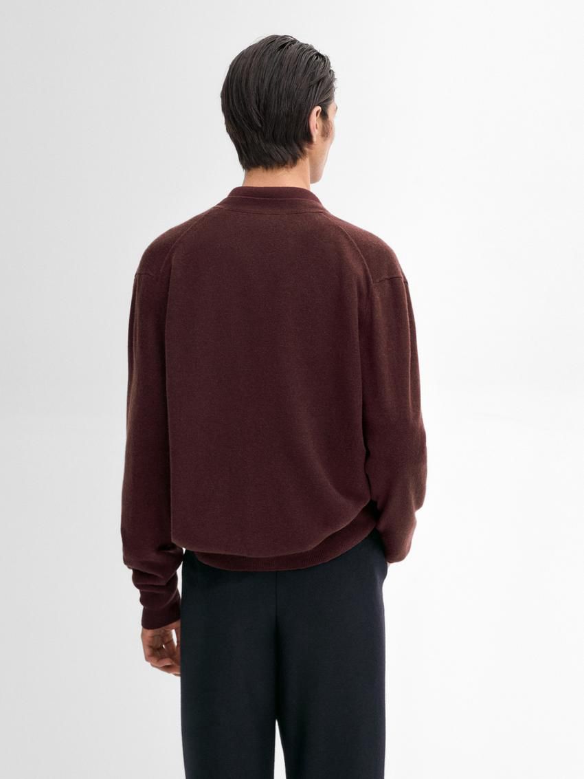 Massimo Dutti Wool Blend Knit Men Cardigan Dark Red | US-VM7816032