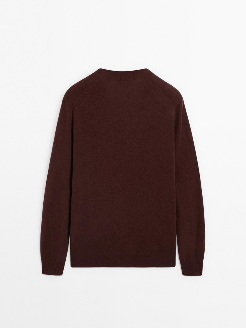 Massimo Dutti Wool Blend Knit Men Cardigan Dark Red | US-VM7816032