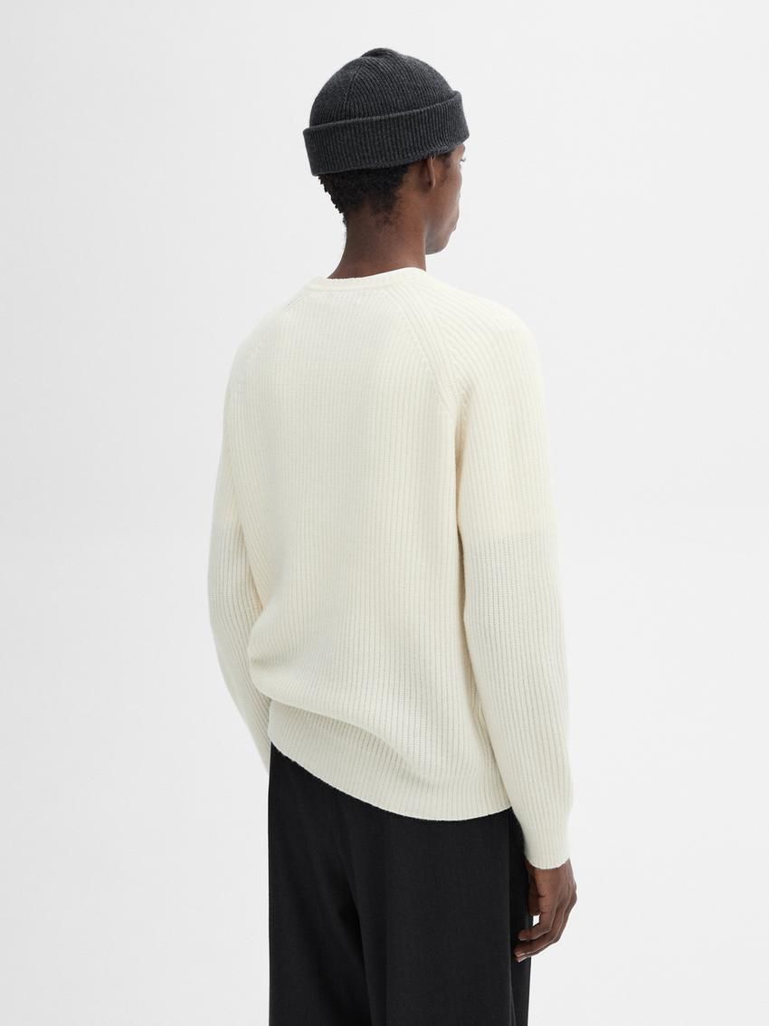 Massimo Dutti Wool Blend Knit Men Sweater Cream | US-TQ5290614