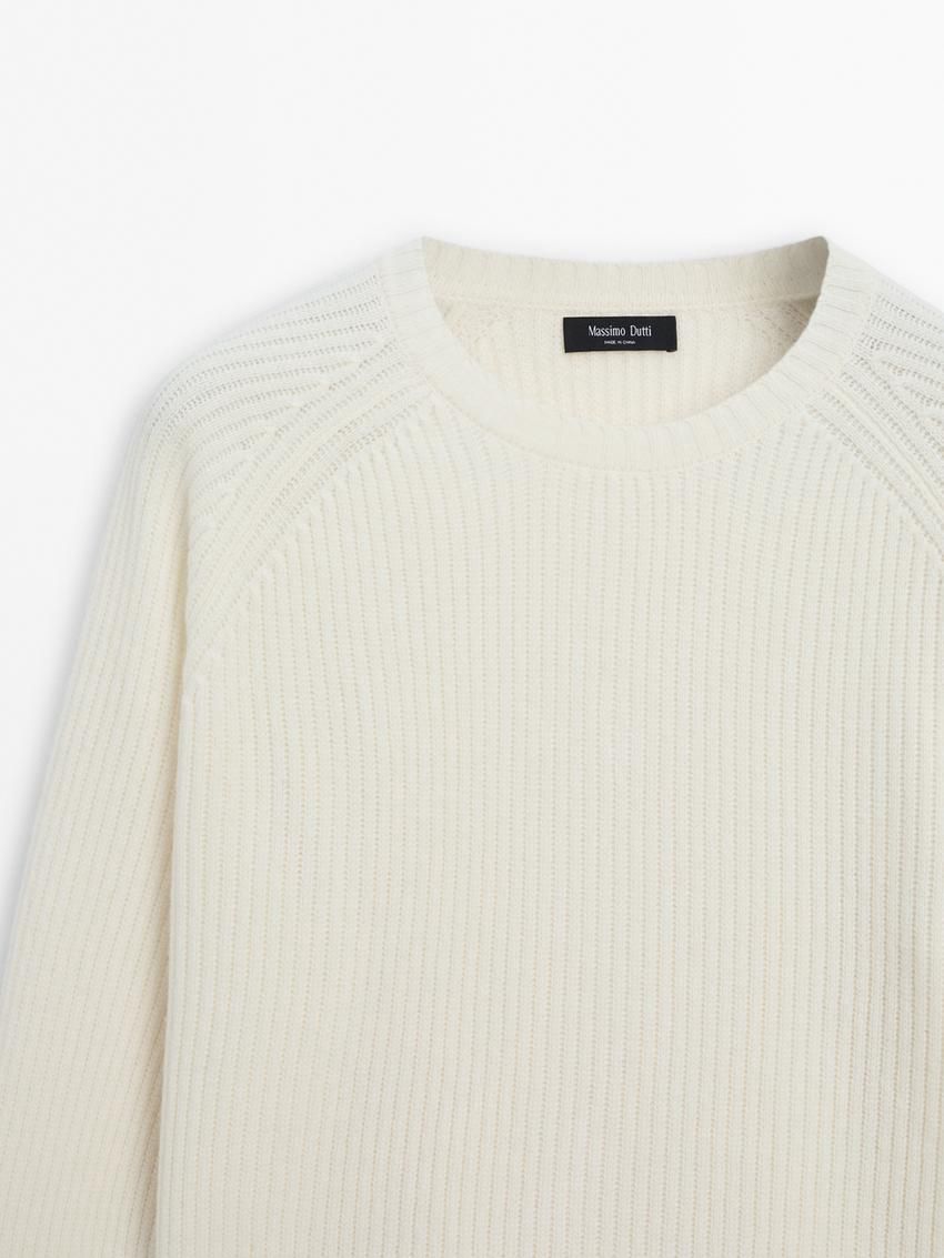 Massimo Dutti Wool Blend Knit Men Sweater Cream | US-TQ5290614