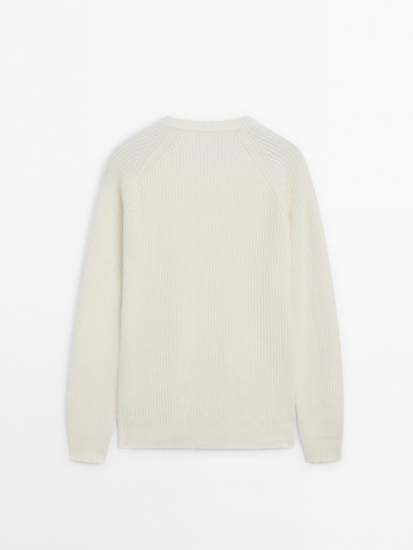 Massimo Dutti Wool Blend Knit Men Sweater Cream | US-TQ5290614
