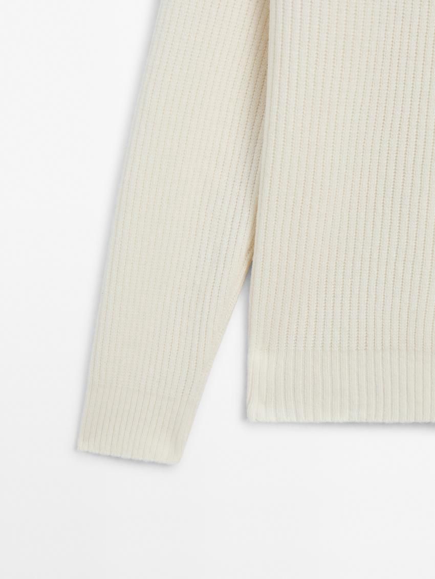 Massimo Dutti Wool Blend Knit Men Sweater Cream | US-TQ5290614