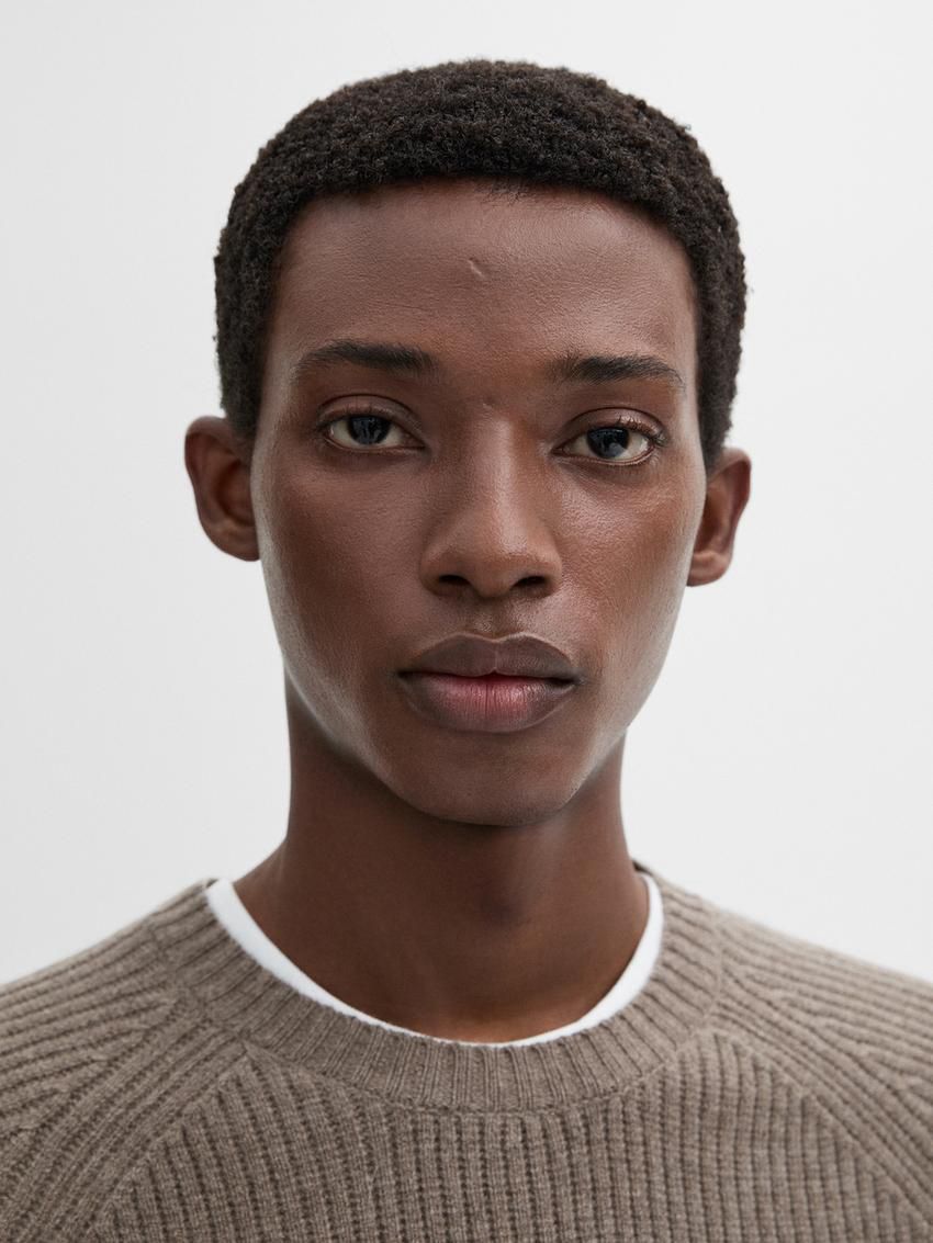 Massimo Dutti Wool Blend Knit Men Sweater Dark Brown | US-OH9132046