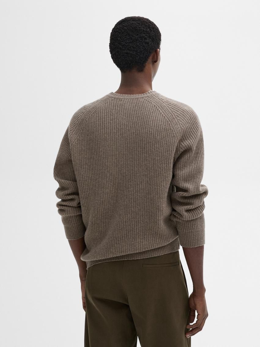 Massimo Dutti Wool Blend Knit Men Sweater Dark Brown | US-OH9132046