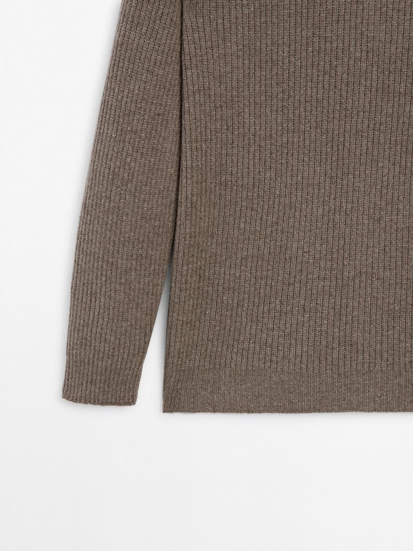Massimo Dutti Wool Blend Knit Men Sweater Dark Brown | US-OH9132046