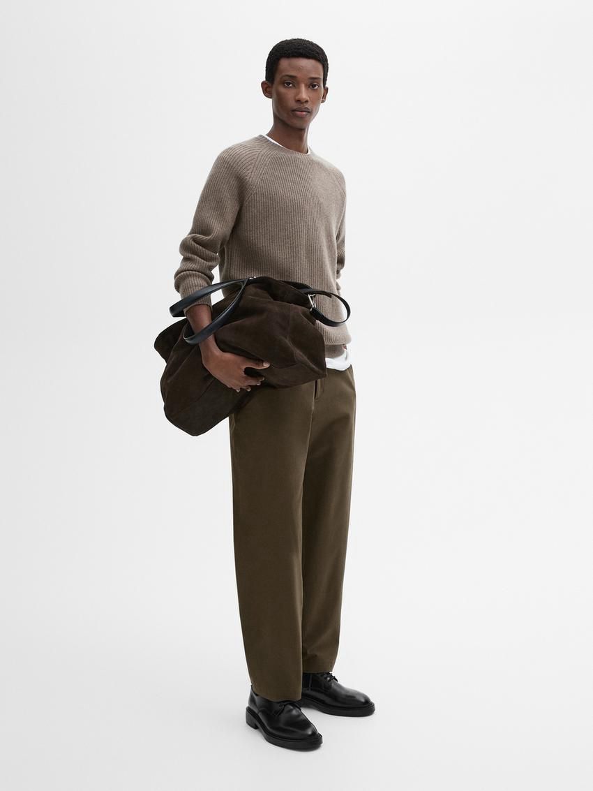 Massimo Dutti Wool Blend Knit Men Sweater Dark Brown | US-OH9132046