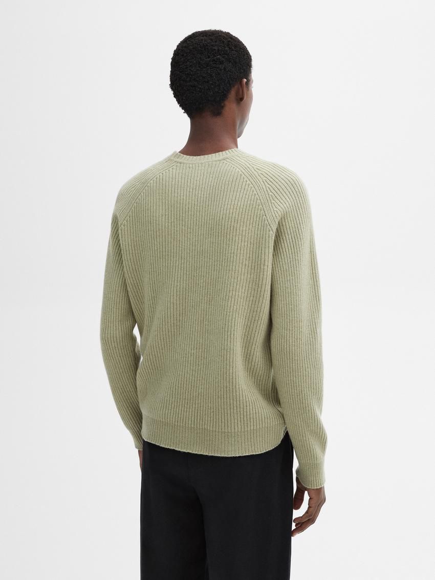 Massimo Dutti Wool Blend Knit Men Sweater Light Green | US-WR9270548