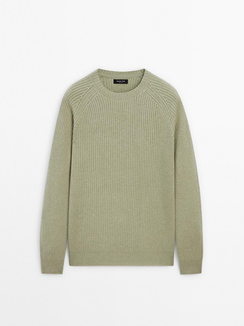 Massimo Dutti Wool Blend Knit Men Sweater Light Green | US-WR9270548