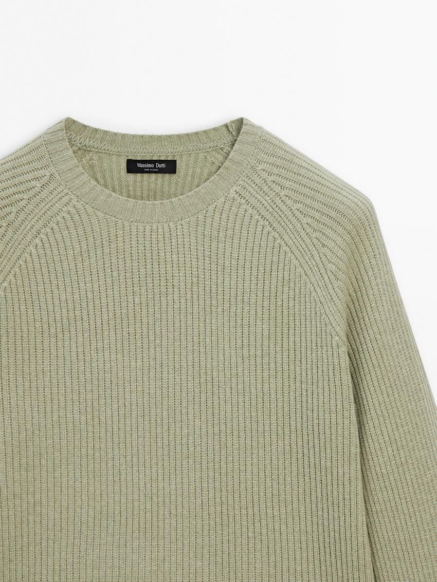 Massimo Dutti Wool Blend Knit Men Sweater Light Green | US-WR9270548