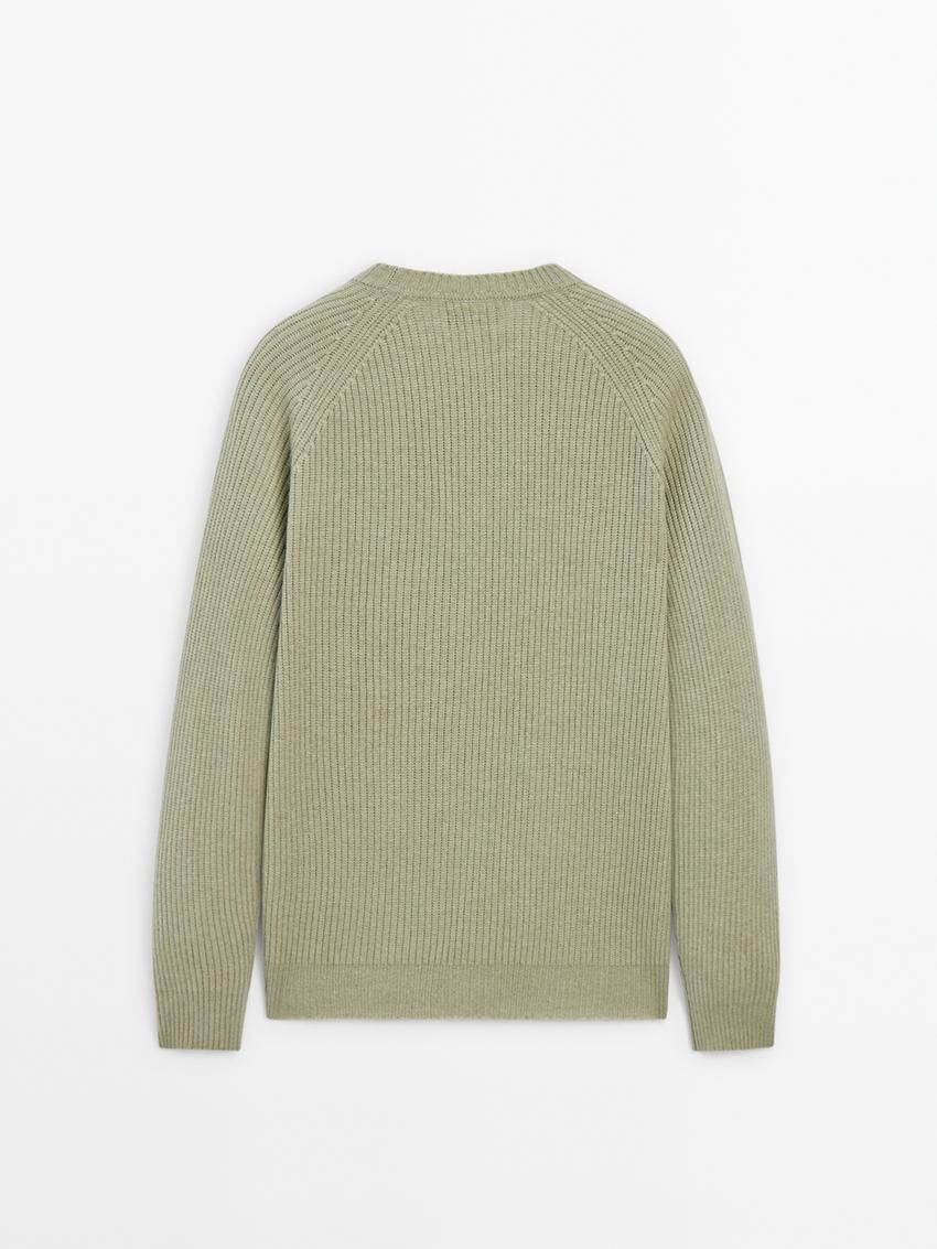 Massimo Dutti Wool Blend Knit Men Sweater Light Green | US-WR9270548