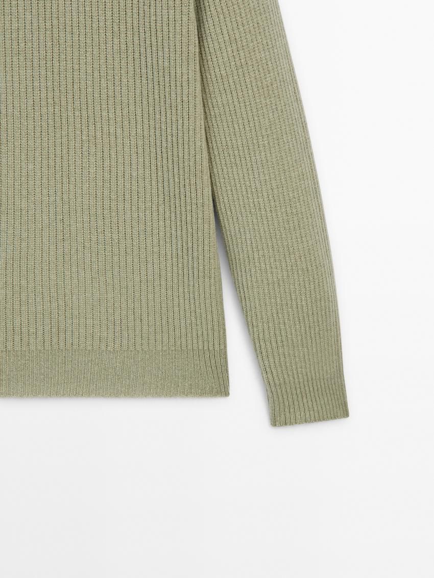 Massimo Dutti Wool Blend Knit Men Sweater Light Green | US-WR9270548