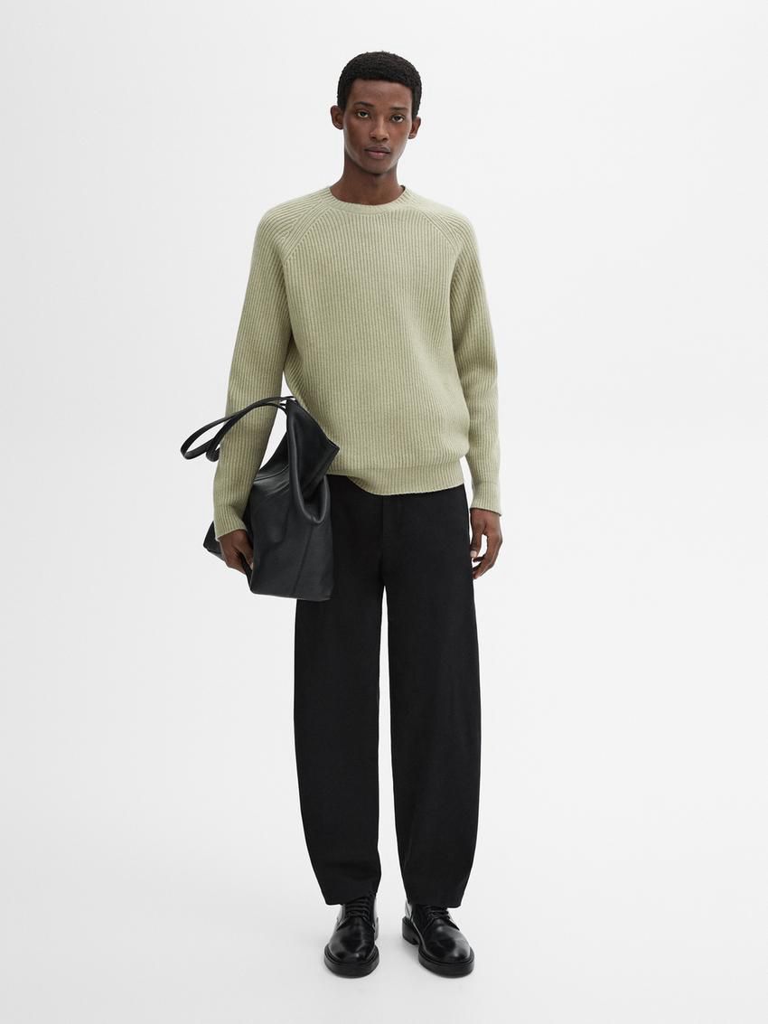 Massimo Dutti Wool Blend Knit Men Sweater Light Green | US-WR9270548