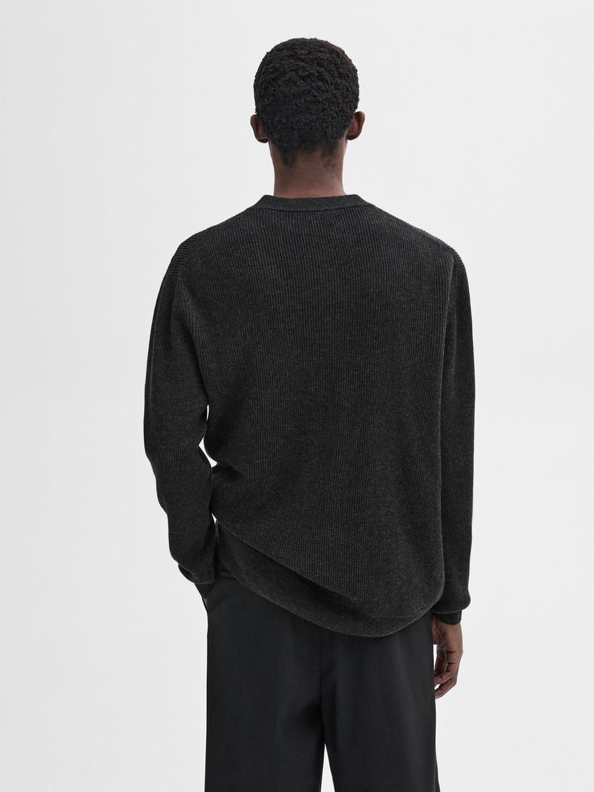 Massimo Dutti Wool Blend Knit Men Sweater Dark Grey | US-EU7560238