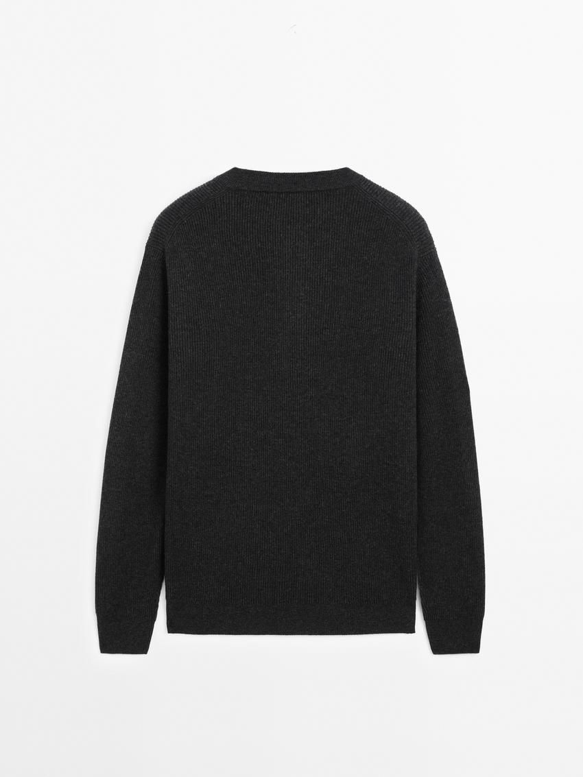 Massimo Dutti Wool Blend Knit Men Sweater Dark Grey | US-EU7560238