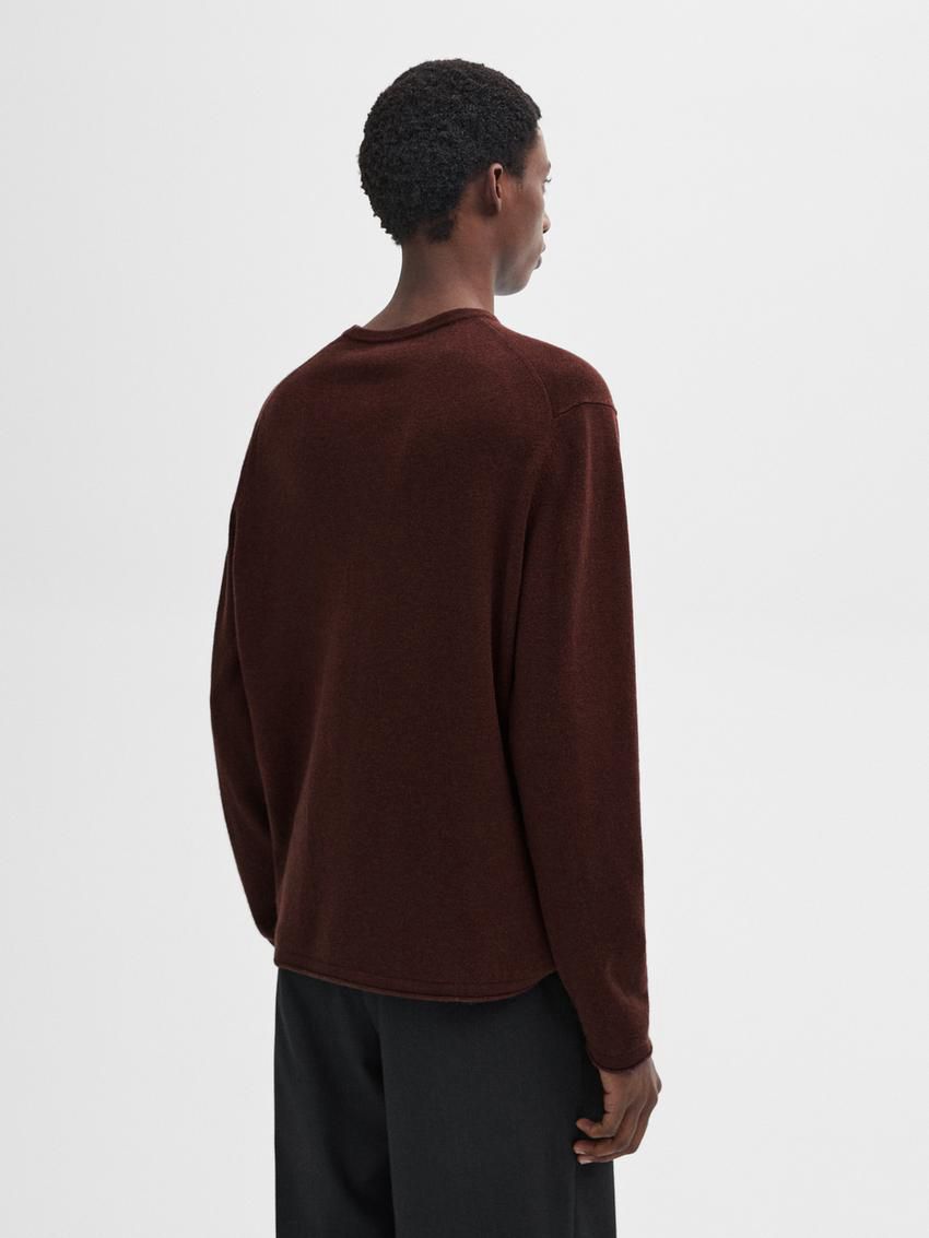 Massimo Dutti Wool Blend Knit Men Sweater Red Brown | US-AM3917048