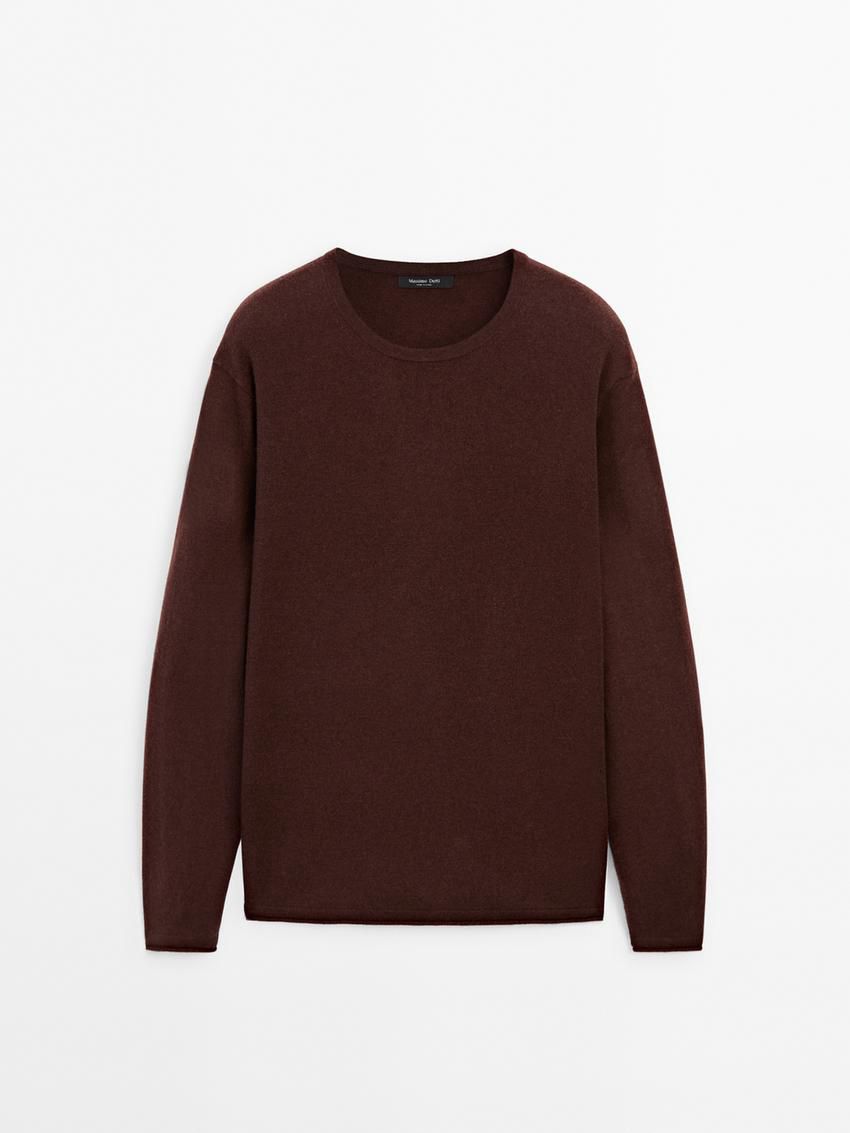 Massimo Dutti Wool Blend Knit Men Sweater Red Brown | US-AM3917048