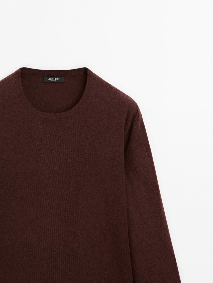 Massimo Dutti Wool Blend Knit Men Sweater Red Brown | US-AM3917048