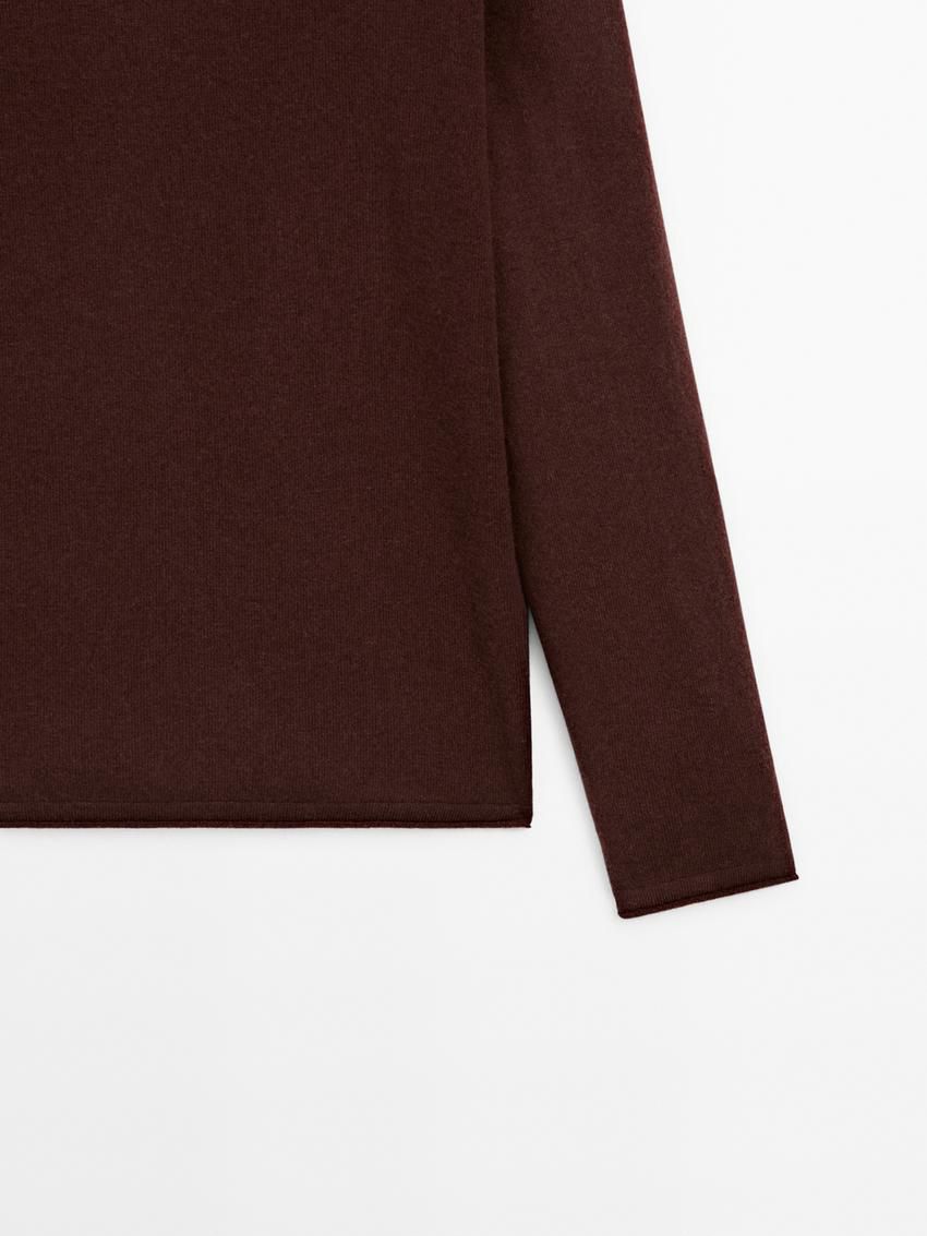 Massimo Dutti Wool Blend Knit Men Sweater Red Brown | US-AM3917048