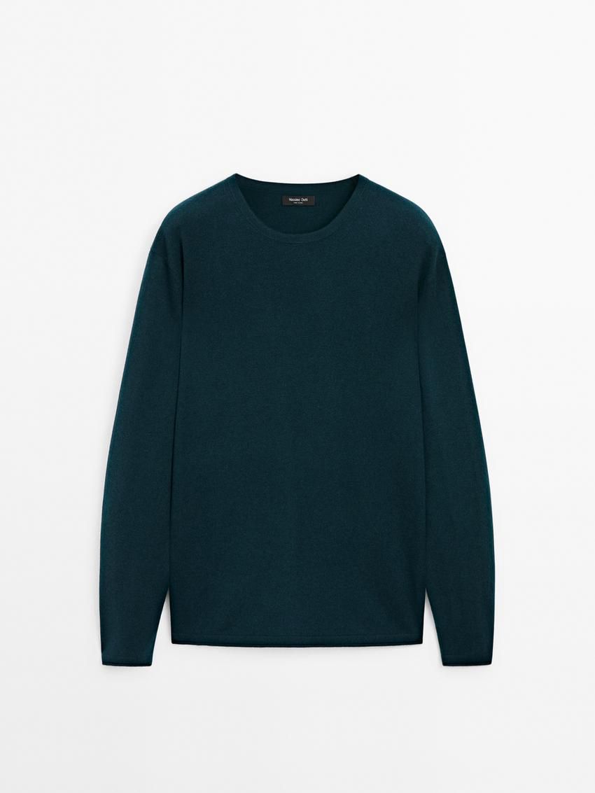 Massimo Dutti Wool Blend Knit Men Sweater Dark Green | US-ZT1037256
