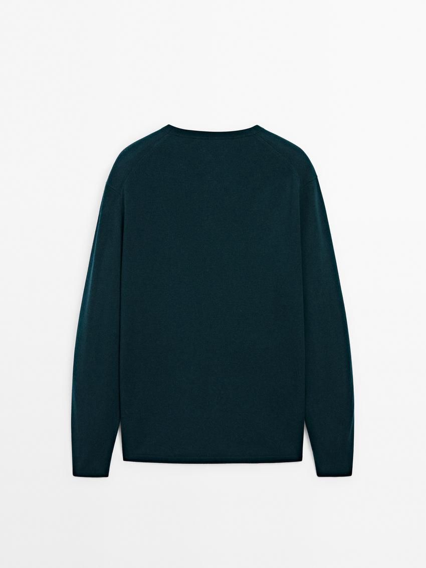 Massimo Dutti Wool Blend Knit Men Sweater Dark Green | US-ZT1037256
