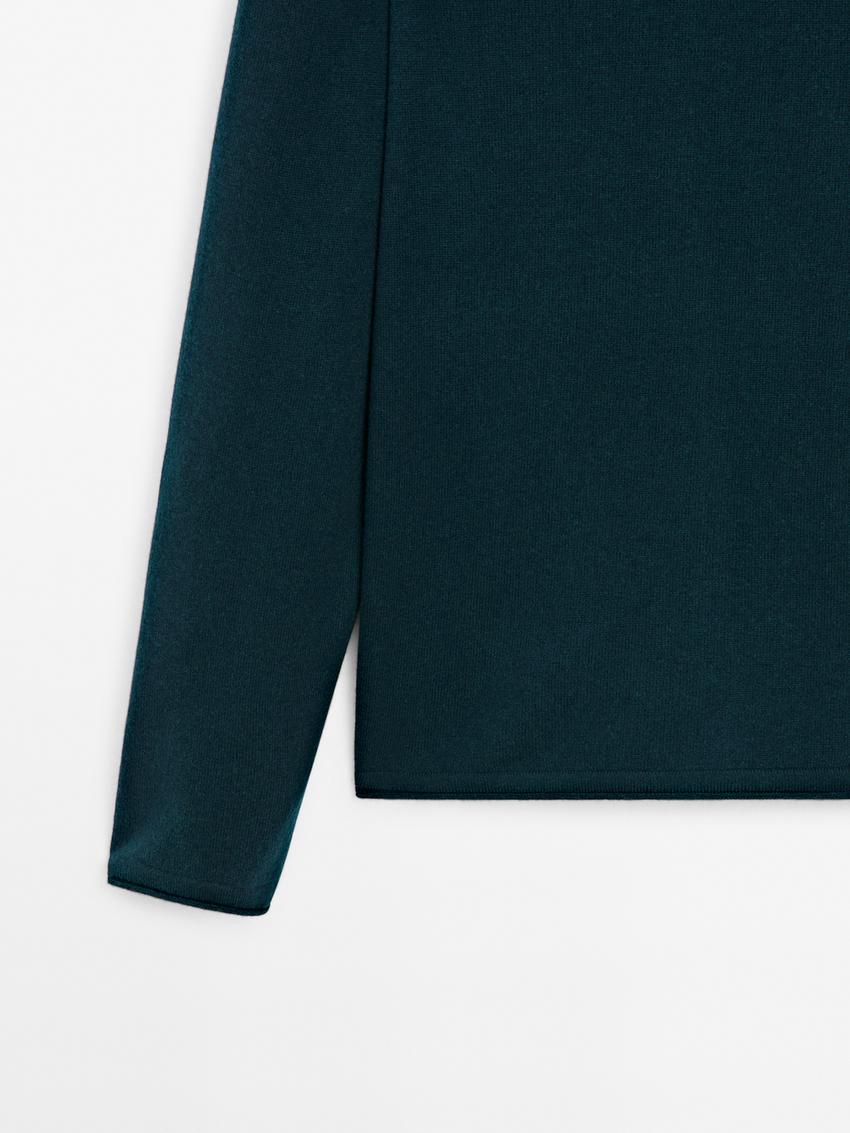 Massimo Dutti Wool Blend Knit Men Sweater Dark Green | US-ZT1037256