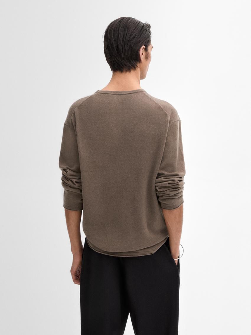 Massimo Dutti Wool Blend Knit Men Sweater Brown | US-GF0259746