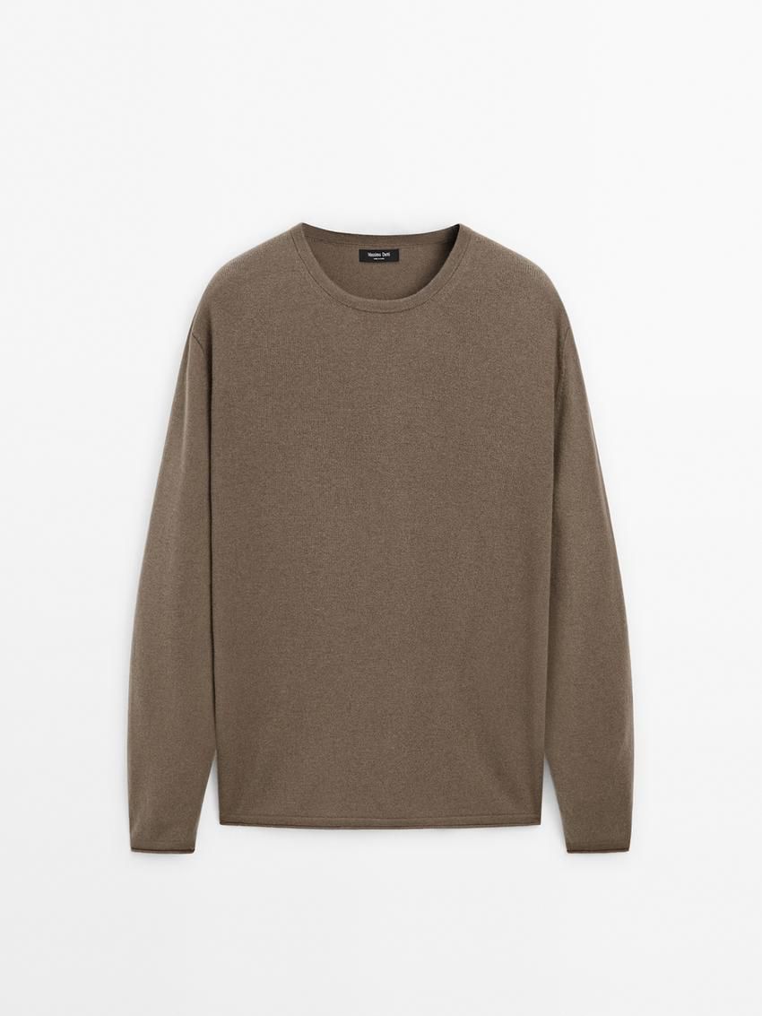 Massimo Dutti Wool Blend Knit Men Sweater Brown | US-GF0259746