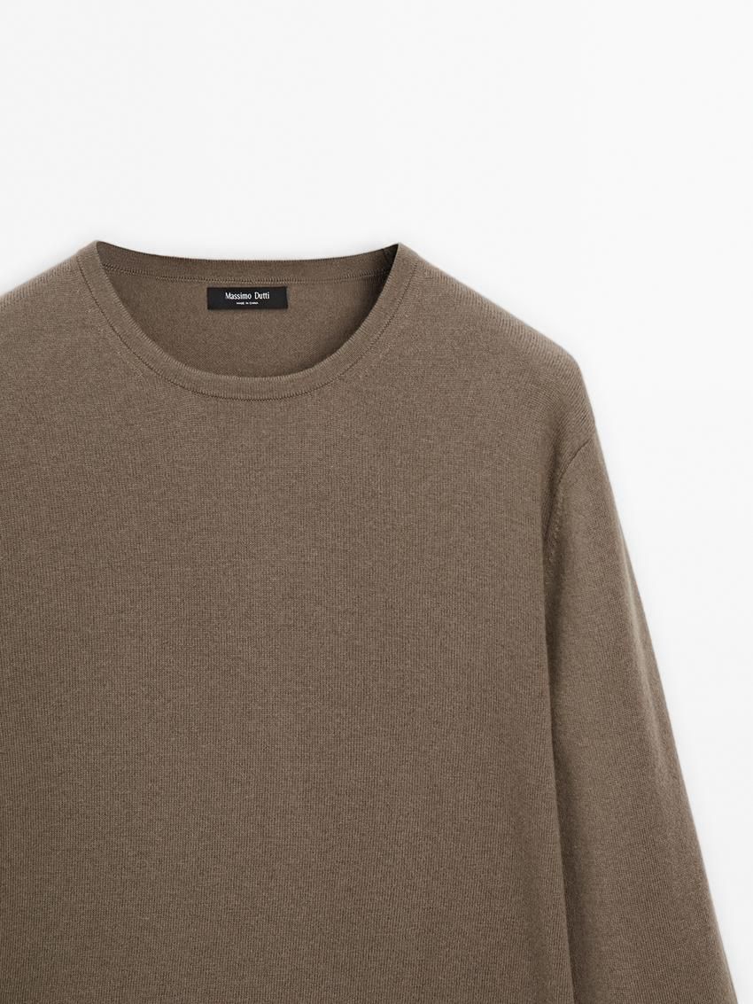 Massimo Dutti Wool Blend Knit Men Sweater Brown | US-GF0259746