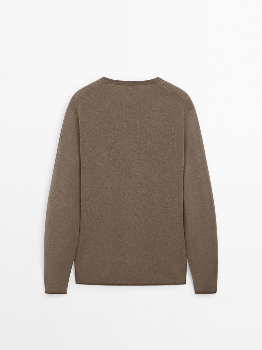 Massimo Dutti Wool Blend Knit Men Sweater Brown | US-GF0259746