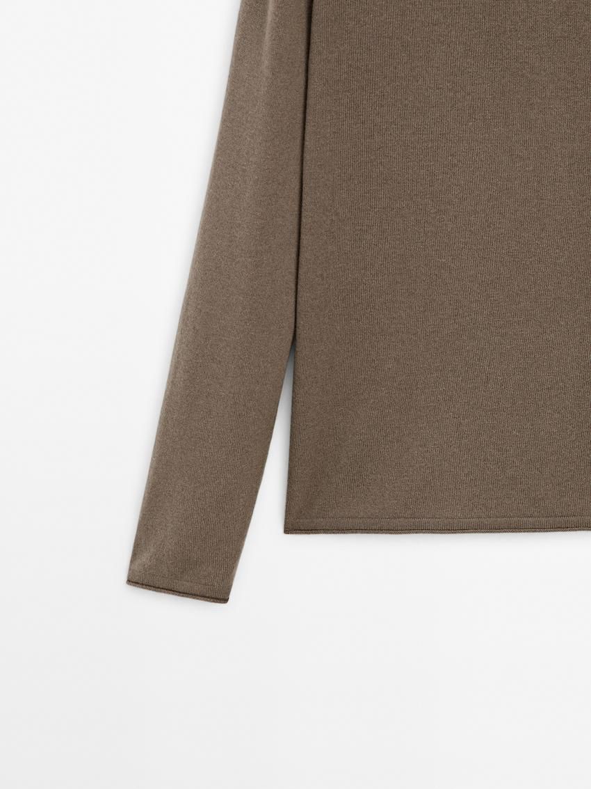 Massimo Dutti Wool Blend Knit Men Sweater Brown | US-GF0259746
