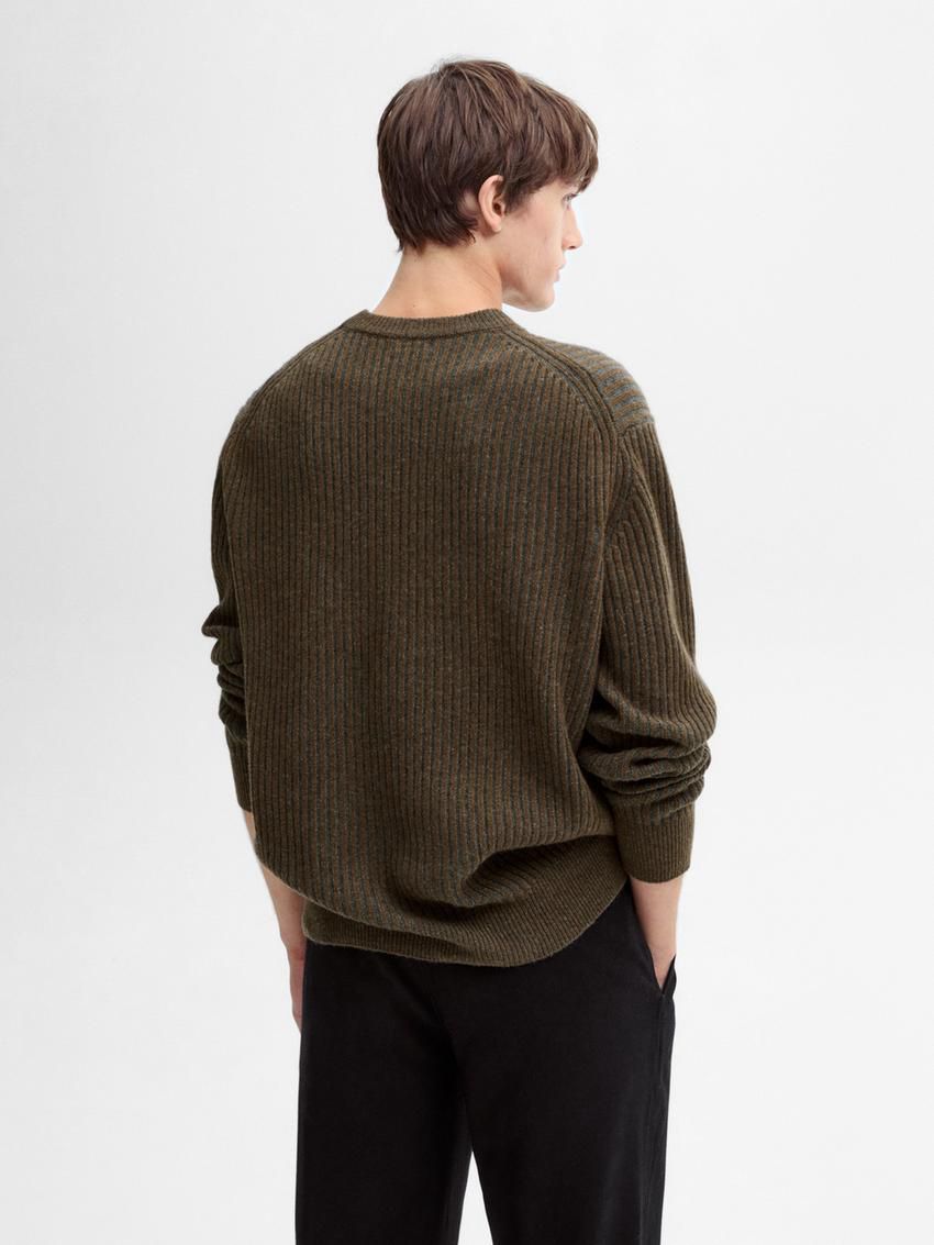 Massimo Dutti Wool Blend Knit Men Sweater Dark Brown | US-BJ9286501