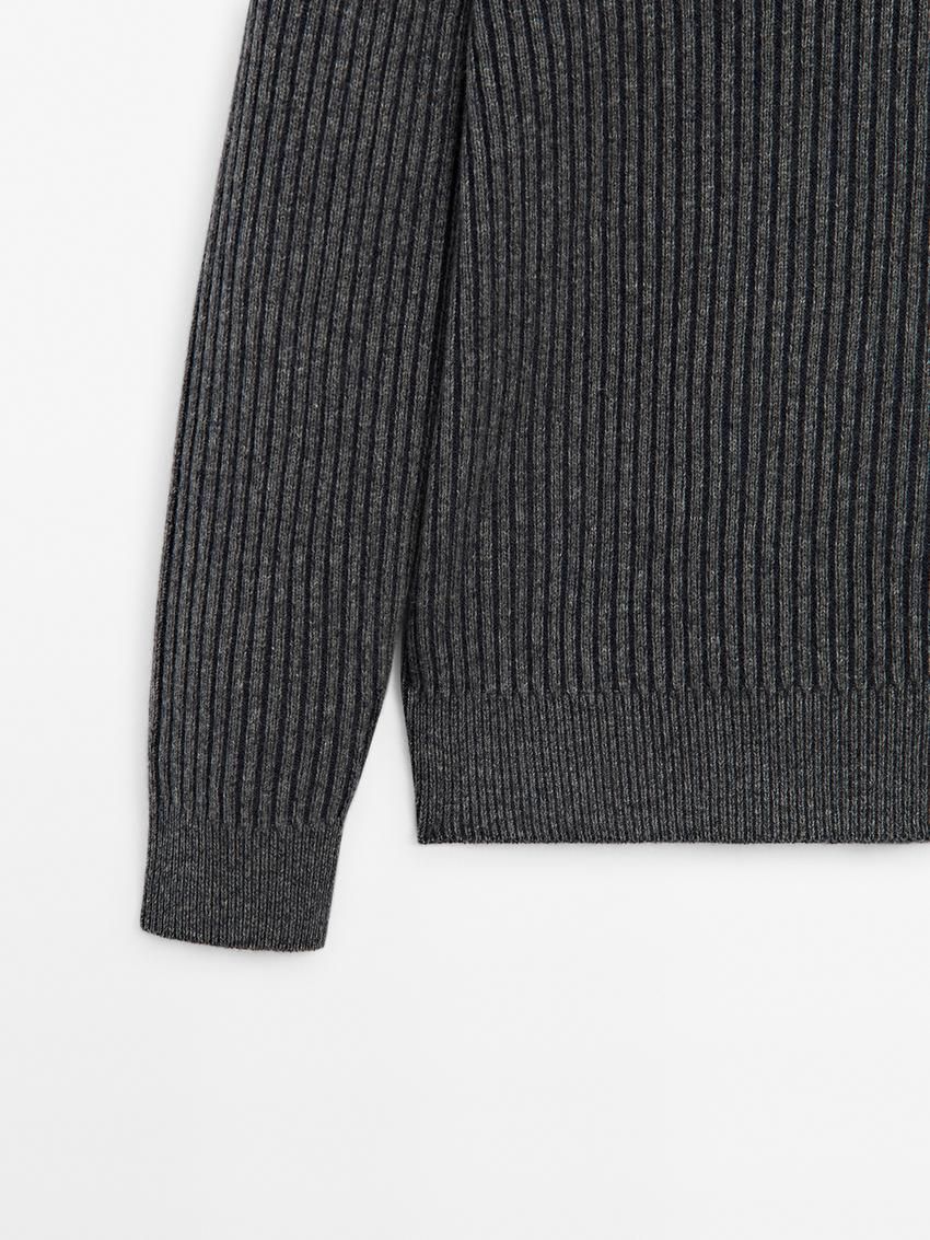 Massimo Dutti Wool Blend Knit Men Sweater Dark Grey | US-MY6137890