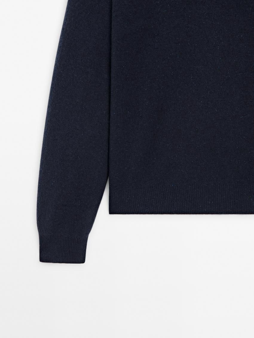 Massimo Dutti Wool Blend Knit With Crew Neck Men Sweater Navy | US-PF8217903